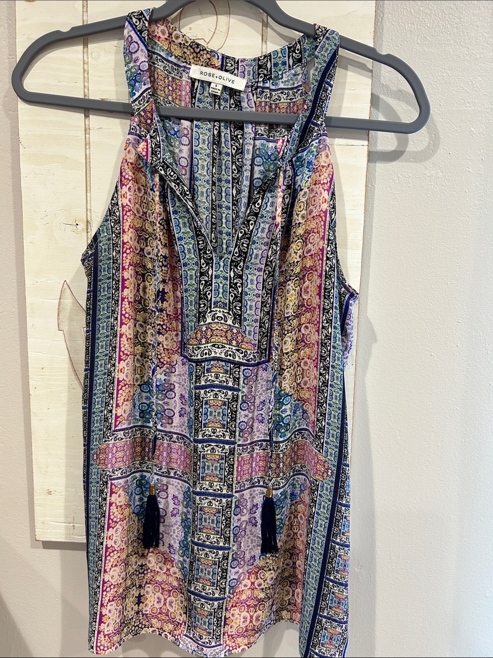 Rose & Olive Multicolor Boho Tassel Sleeveless Tunic